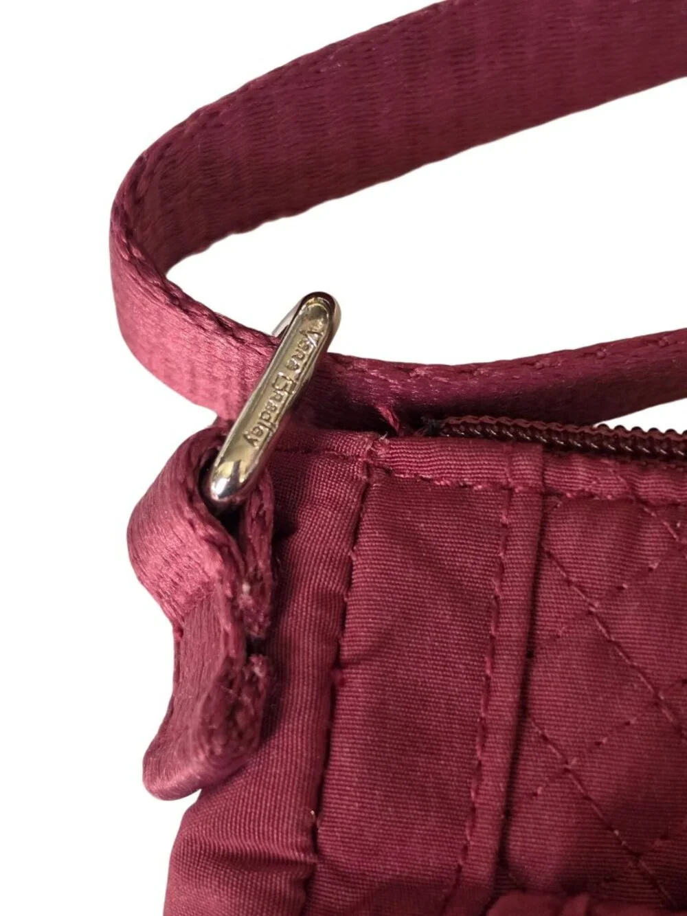 Vera Bradley Quilted Crossbody Organizer Bag Burgundy Plum Floral Interior - Picture 8 of 13